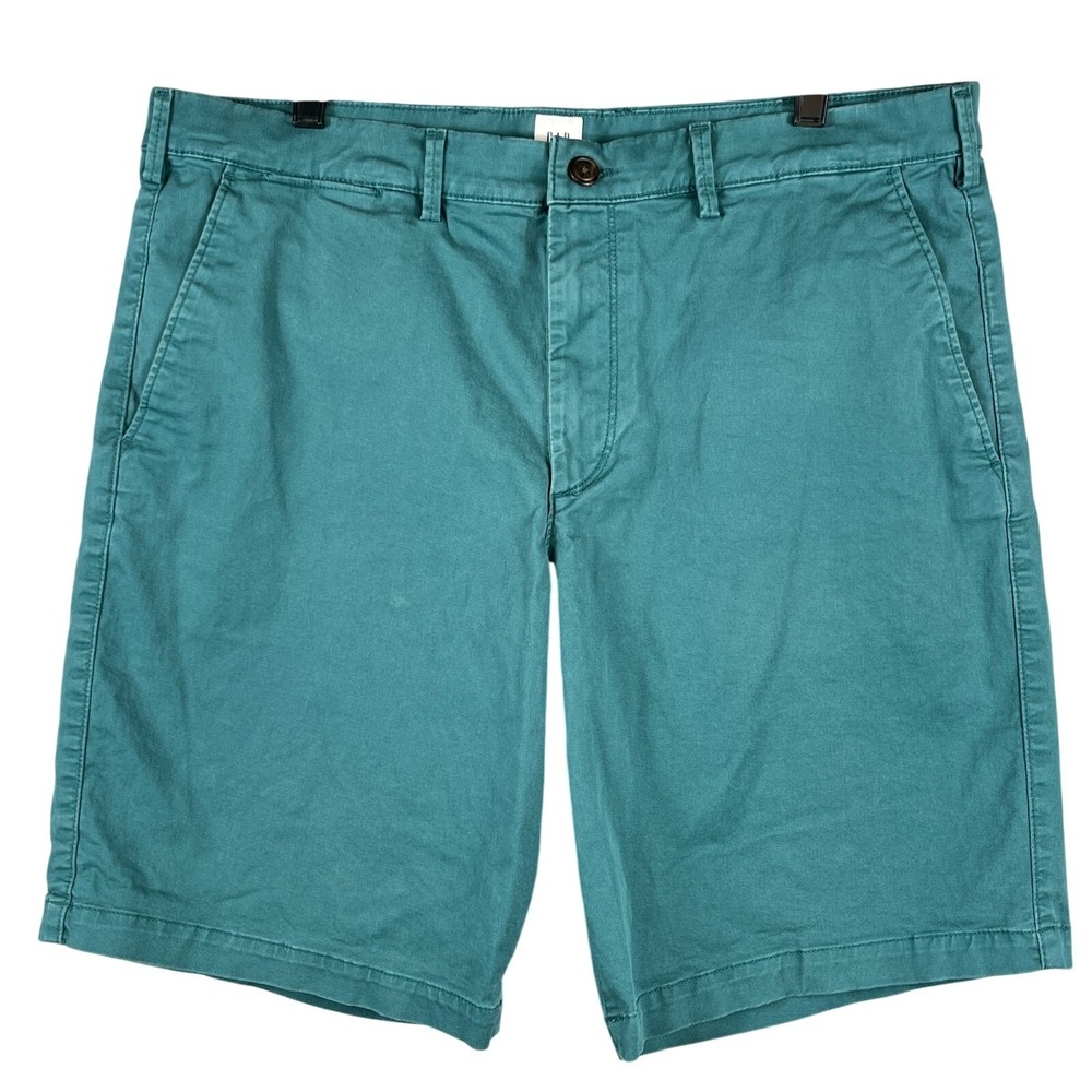 Gap Mens 36 Essential Khaki Chino Shorts 10" Jadestone Teal Stretch Casual